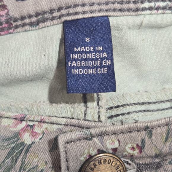 BANDOLINO Cottage Floral Jeans Gray Lisbeth Straight 29" inseam Boho Peasant SM - Picture 6 of 7